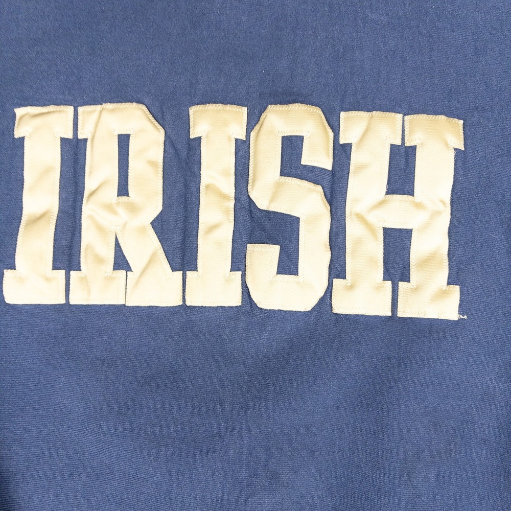 Notre Dame Sweatshirt Mens XXL Blue Satin Patch Crewneck Vintage Made in USA - Picture 9 of 13